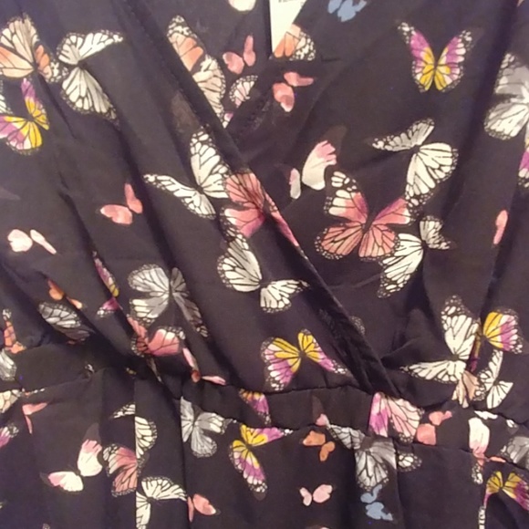 Lily black Butterfly Georgette Babydoll Blouse - Picture 3 of 4